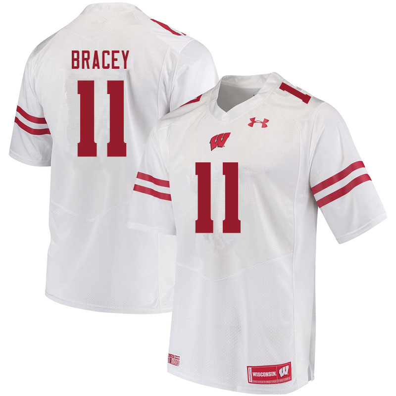 Men #11 Stephan Bracey Wisconsin Badgers College Football Jerseys Sale-White